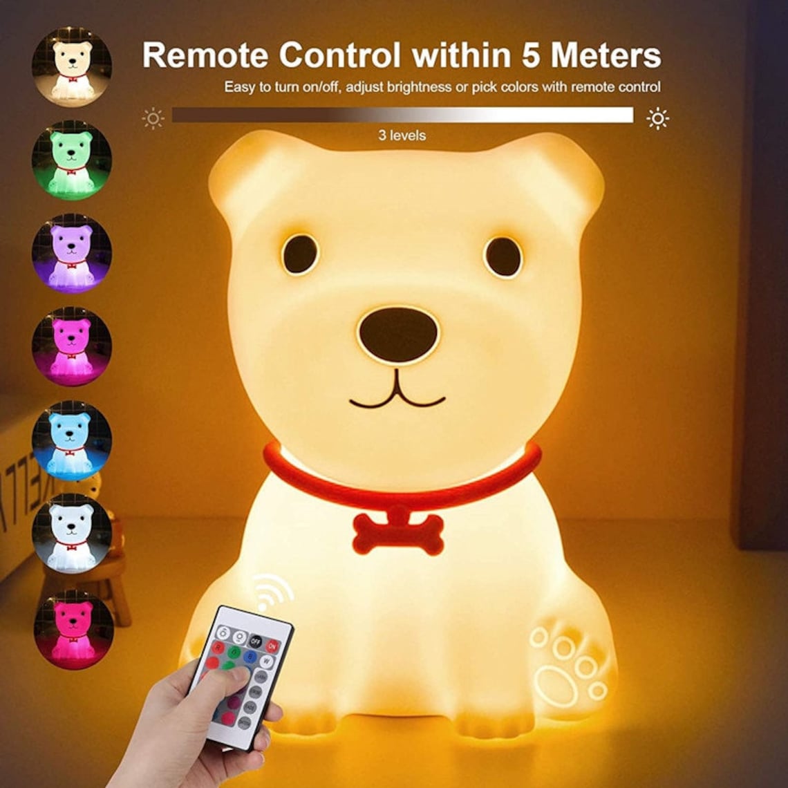 LED Night Light Cute Dog Lamp Touch Sensor Remote Control Etsy