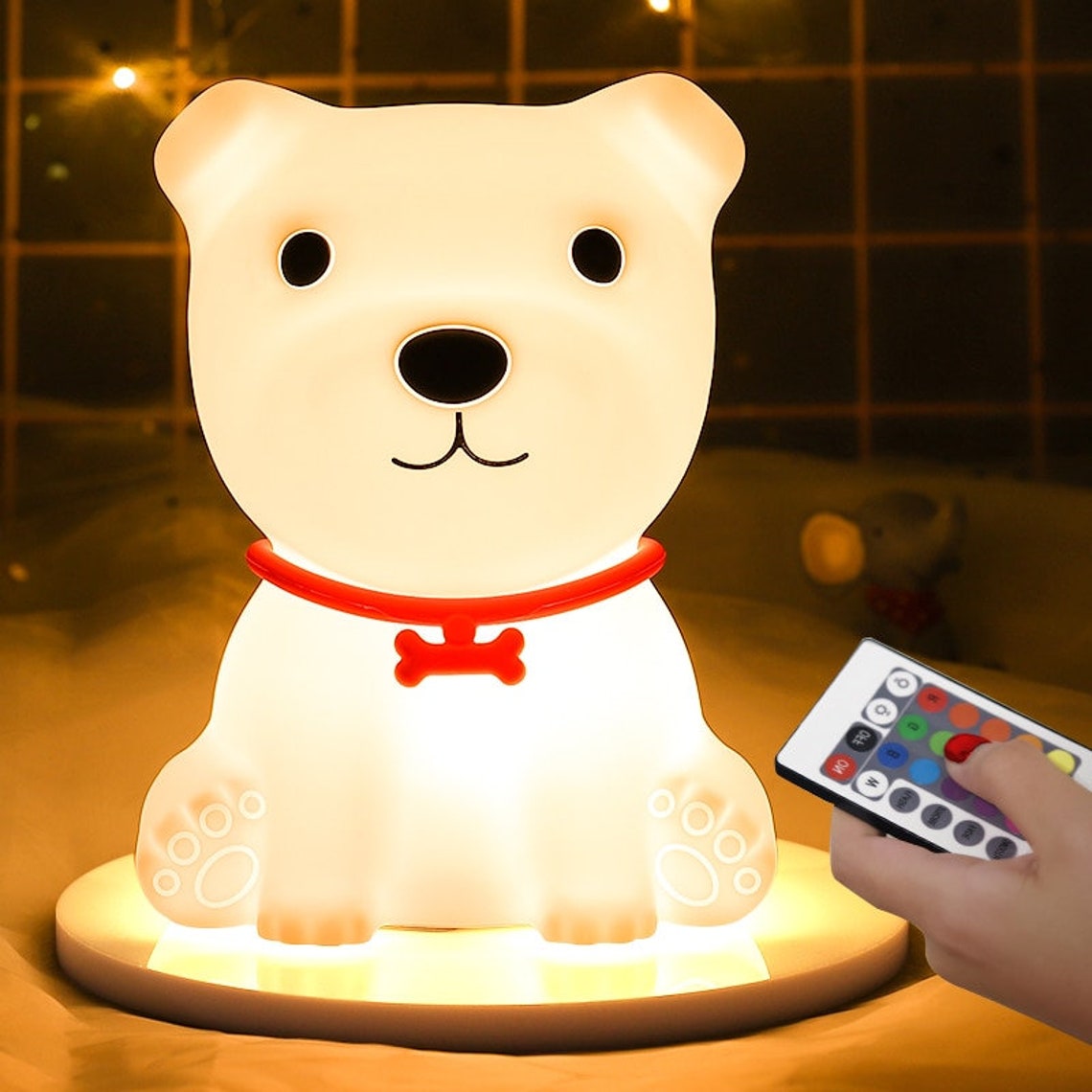 LED Night Light Cute Dog Lamp Touch Sensor Remote Control Etsy