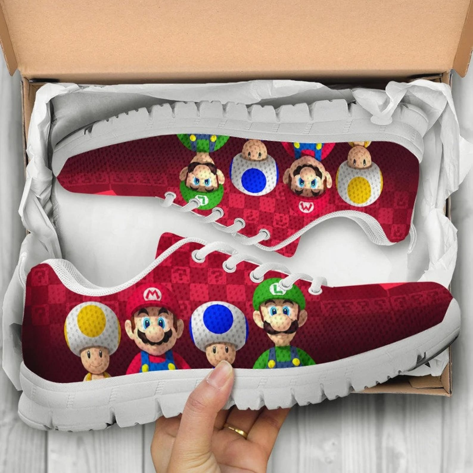 Sneaker Super Mario Custom Mario Shoes Game Sneaker Etsy