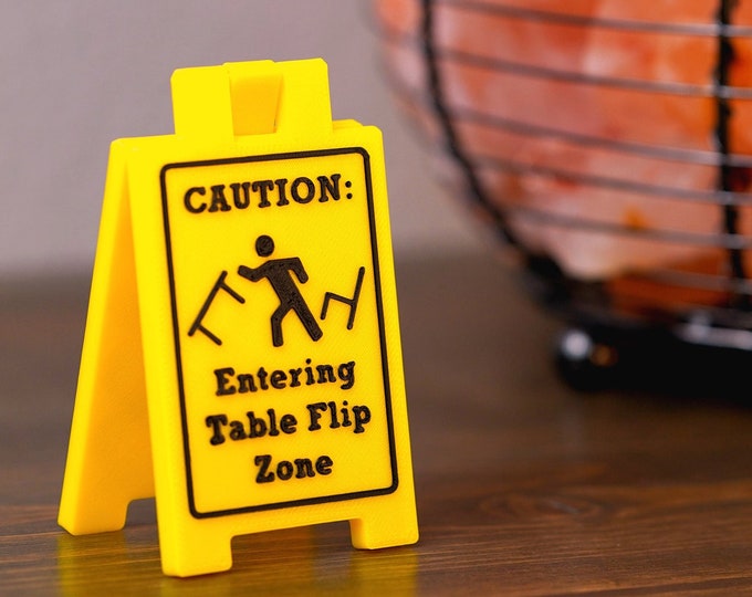 Caution! Desk Flip Zone - Novelty Desk Sign | Novelty Gag Gift