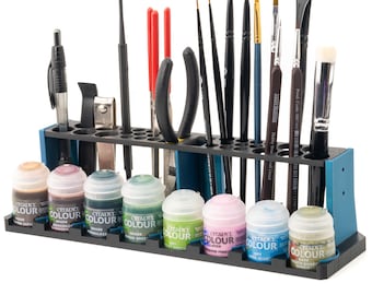 Modular Paint Pot & Brush Rack | for Citadel Hobby Paints, Wargaming Models, Tabletop RPG Minis Interchangeable with BDW Paint Stations