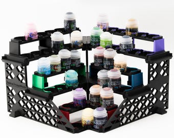 Corner Piece Hobby Paint Station | Burton Design Works Modular Citadel Paint & Army Paint Set | Perfect for wargaming and tabletop minis