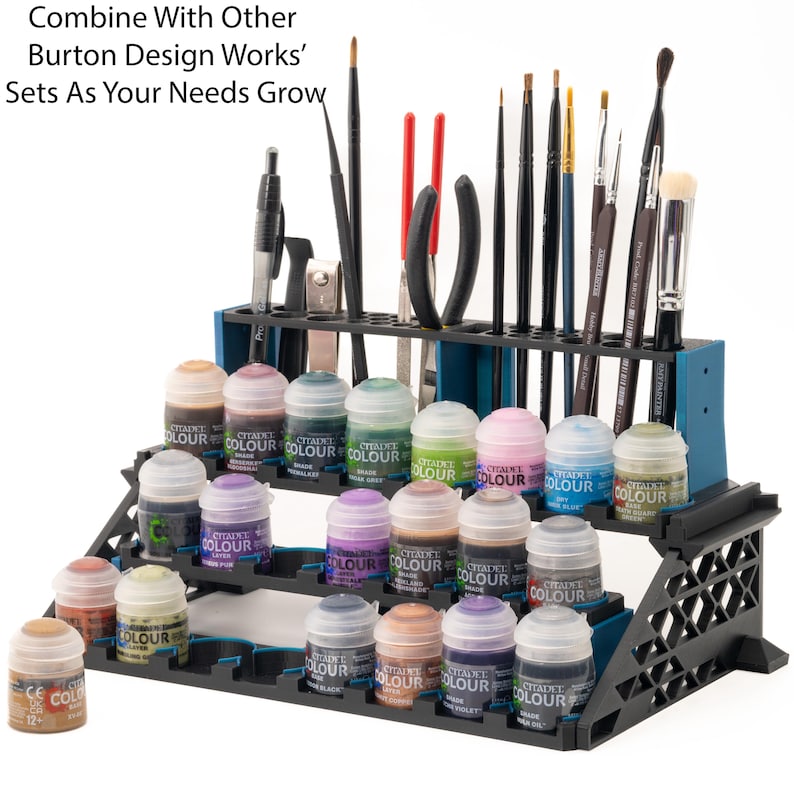 Paint Pot Racks Modular Paint Pot & Brush Rack | for Citadel Hobby Paints, Wargaming ...