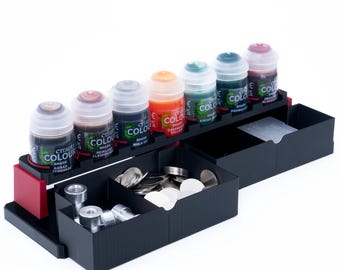 Modular Hobby Paint & Drawer Tile- Create a Hobby Paint Stations for Wargaming Models and Tabletop RPG Minis - Magnetic and Customizable
