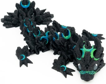 Lunar Baby Dragon | Articulating Fidget Dragon | Astral Dragon With Flexible Legs and Tail