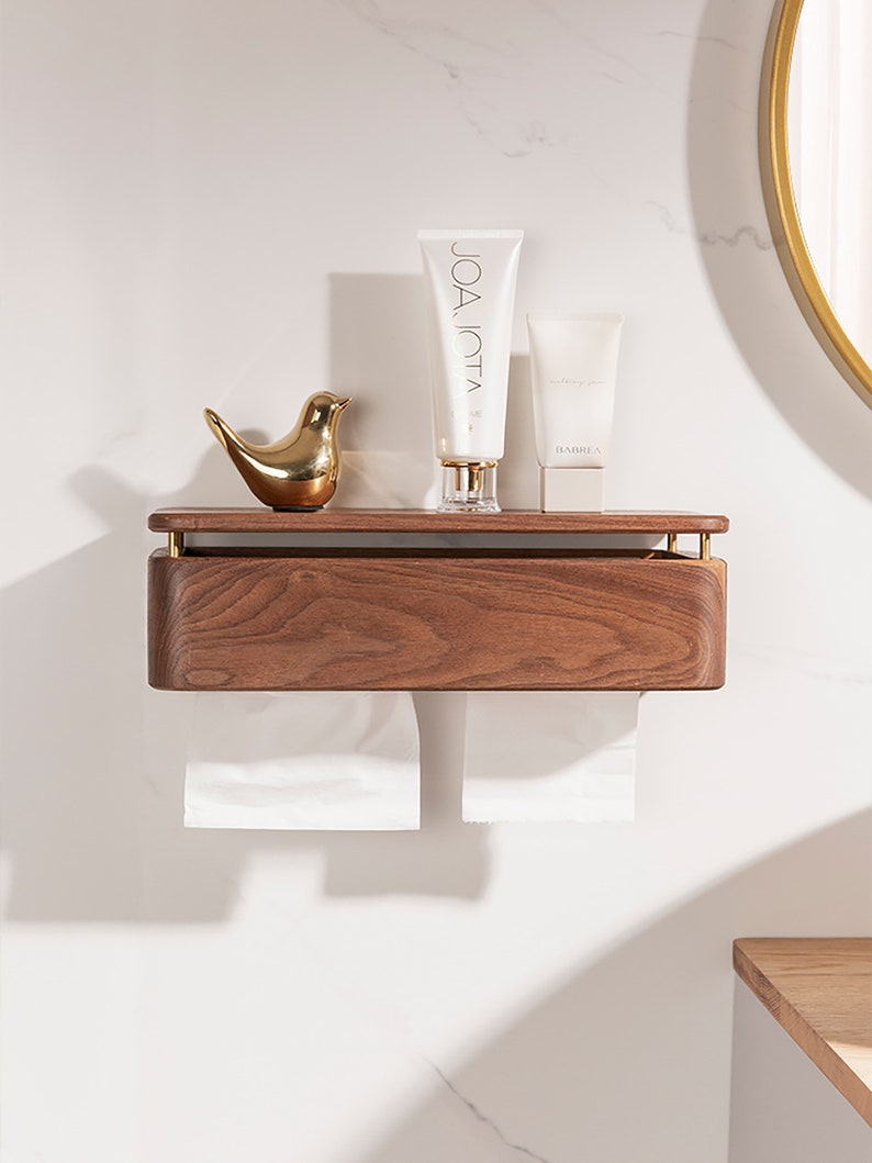 Solid Wood Toilet Tissue Box Toilet Roll Box Waterproof Etsy