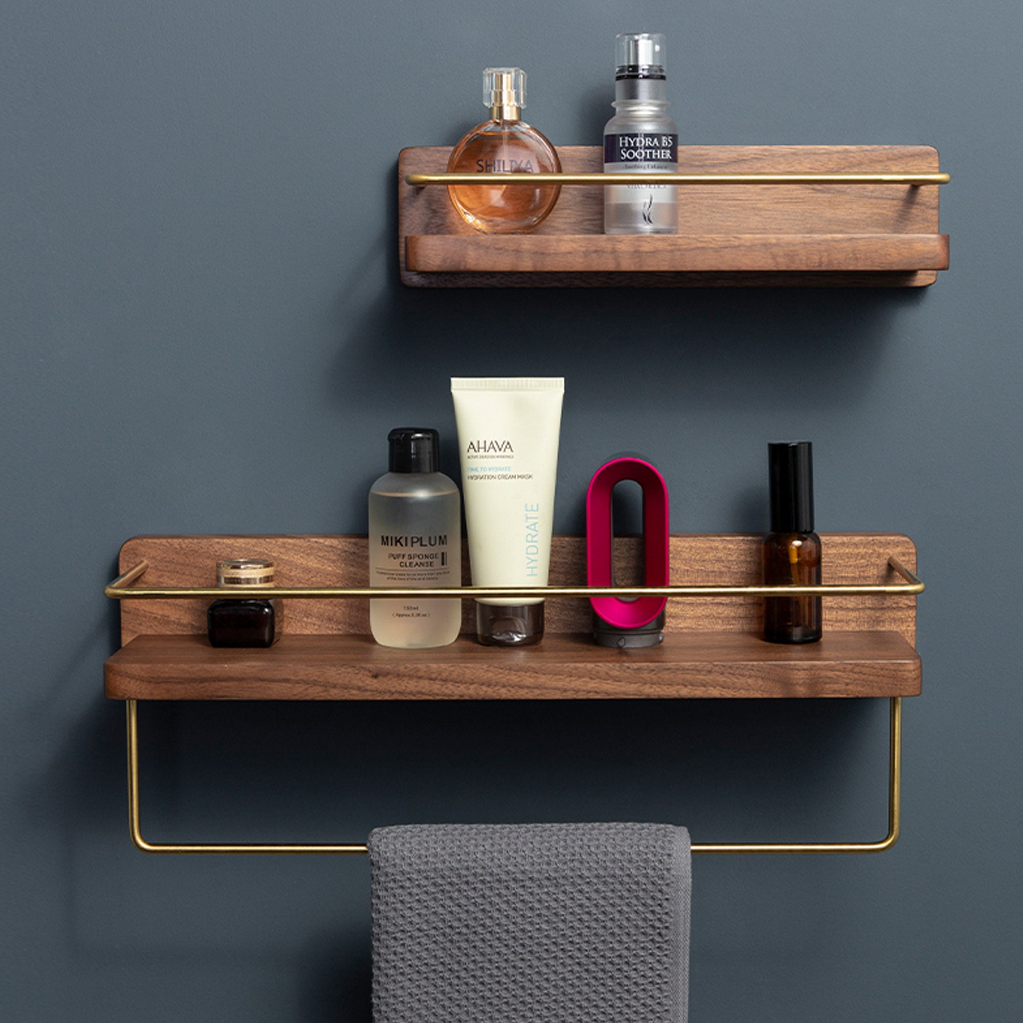 Bathroom Organizer Wall Shelf With Towel Hooks – KBNDecor