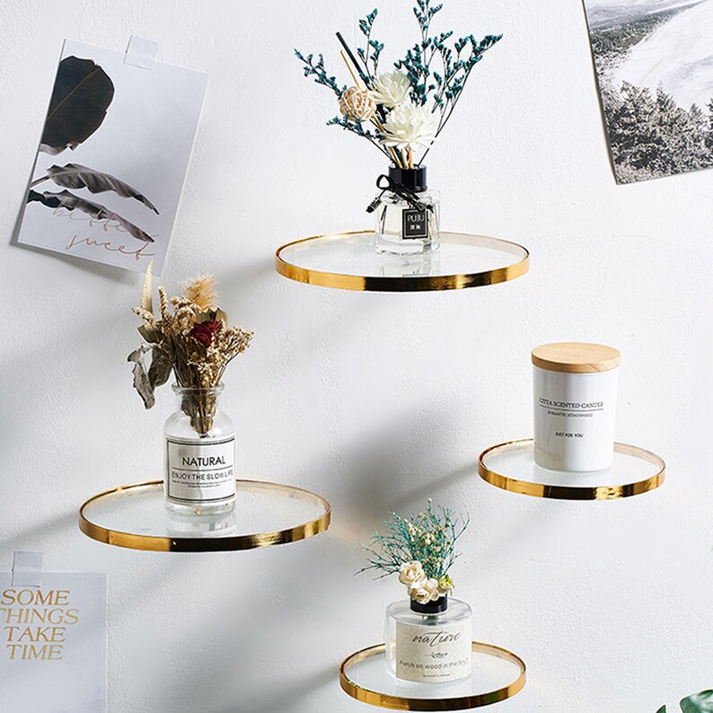 Floating Shelf Round Glass Wall Hanging Small Floating Shelf Etsy