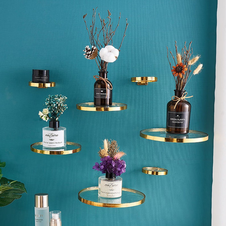 Floating Shelf Round Glass Wall Hanging Small Floating Shelf Etsy