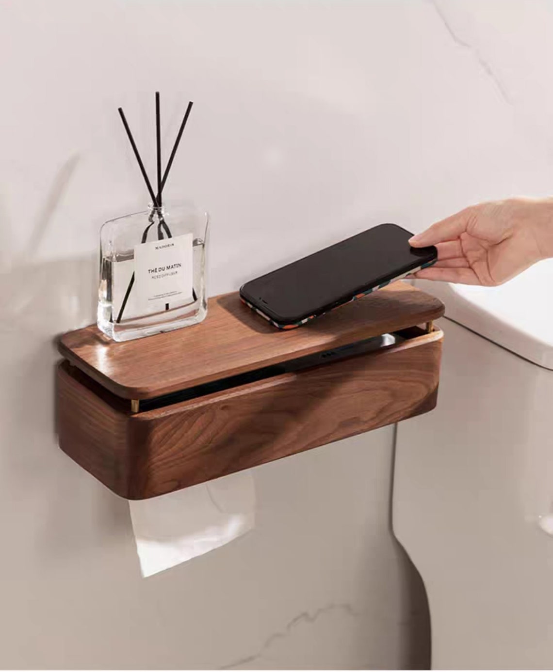 Solid Wood Toilet Tissue Box Toilet Roll Box Waterproof Etsy