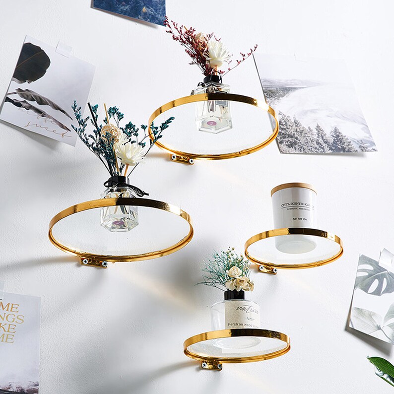 Floating Shelf Round Glass Wall Hanging Small Floating Shelf Etsy