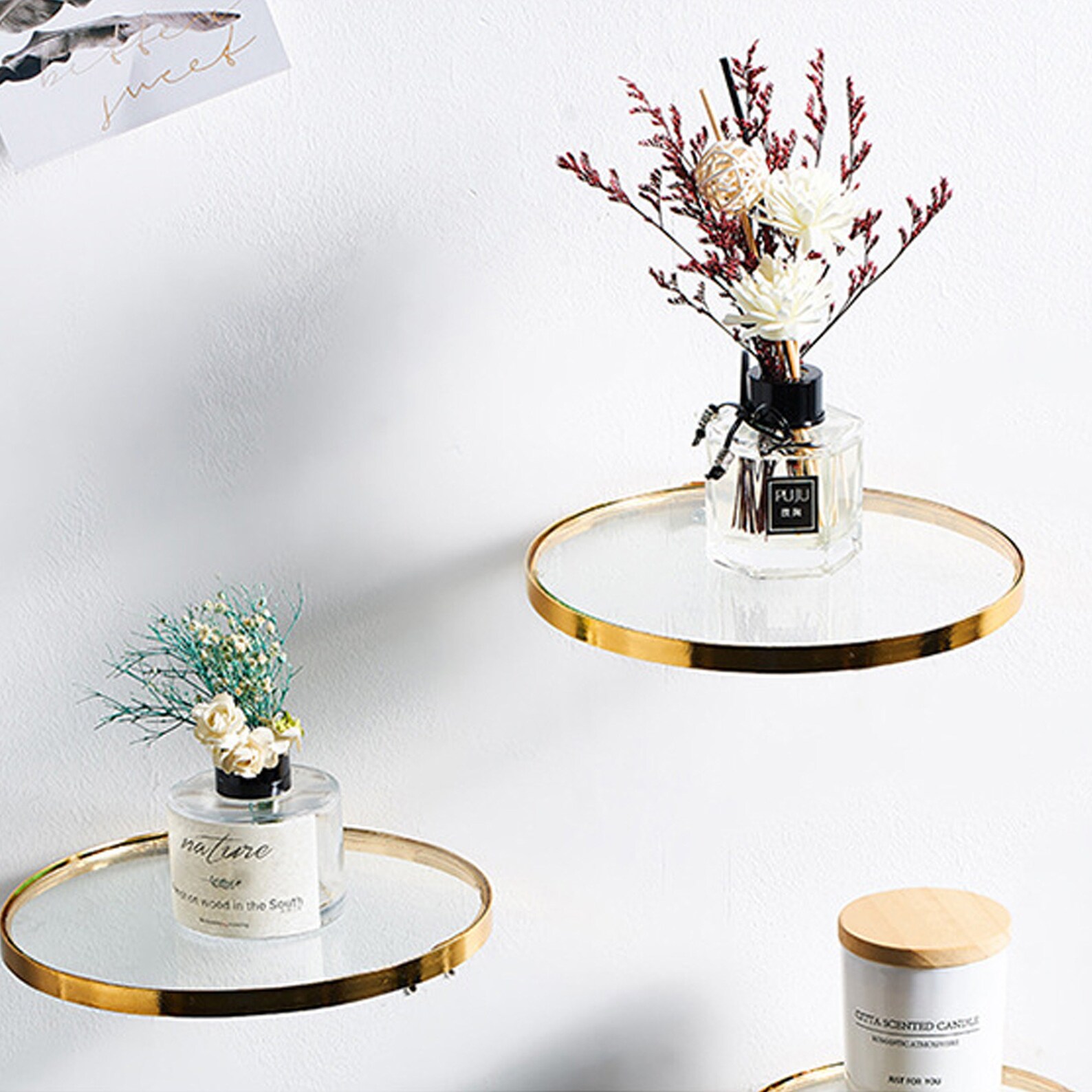 Floating Shelf Round Glass Wall Hanging Small Floating Shelf Etsy