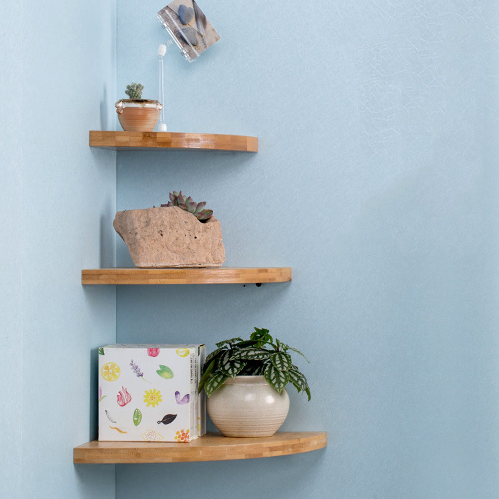 Corner Wood Floating Wall Shelving Triangle Corner Shelf with Etsy