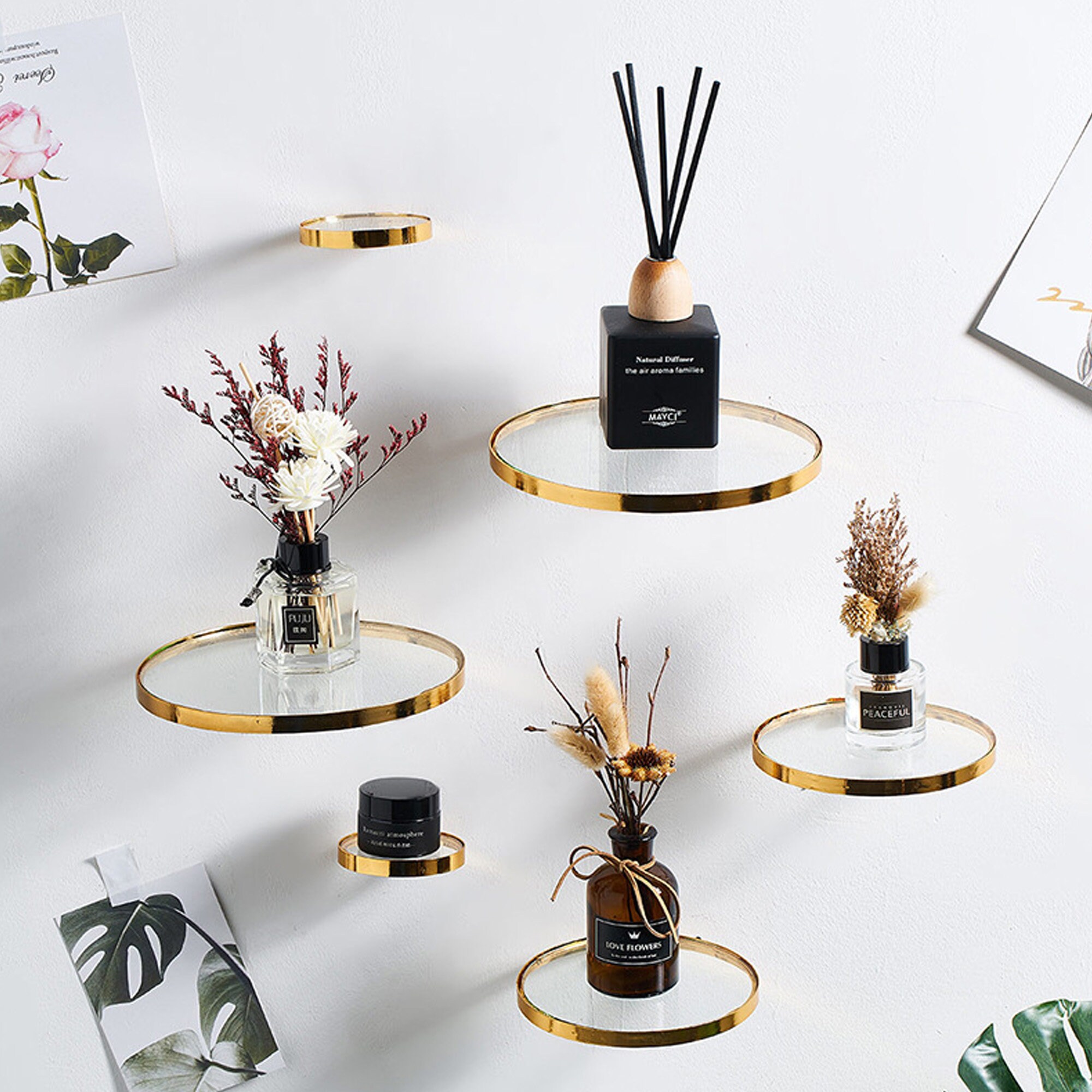 Floating Shelf Round Glass Wall Hanging Small Floating Shelf Etsy