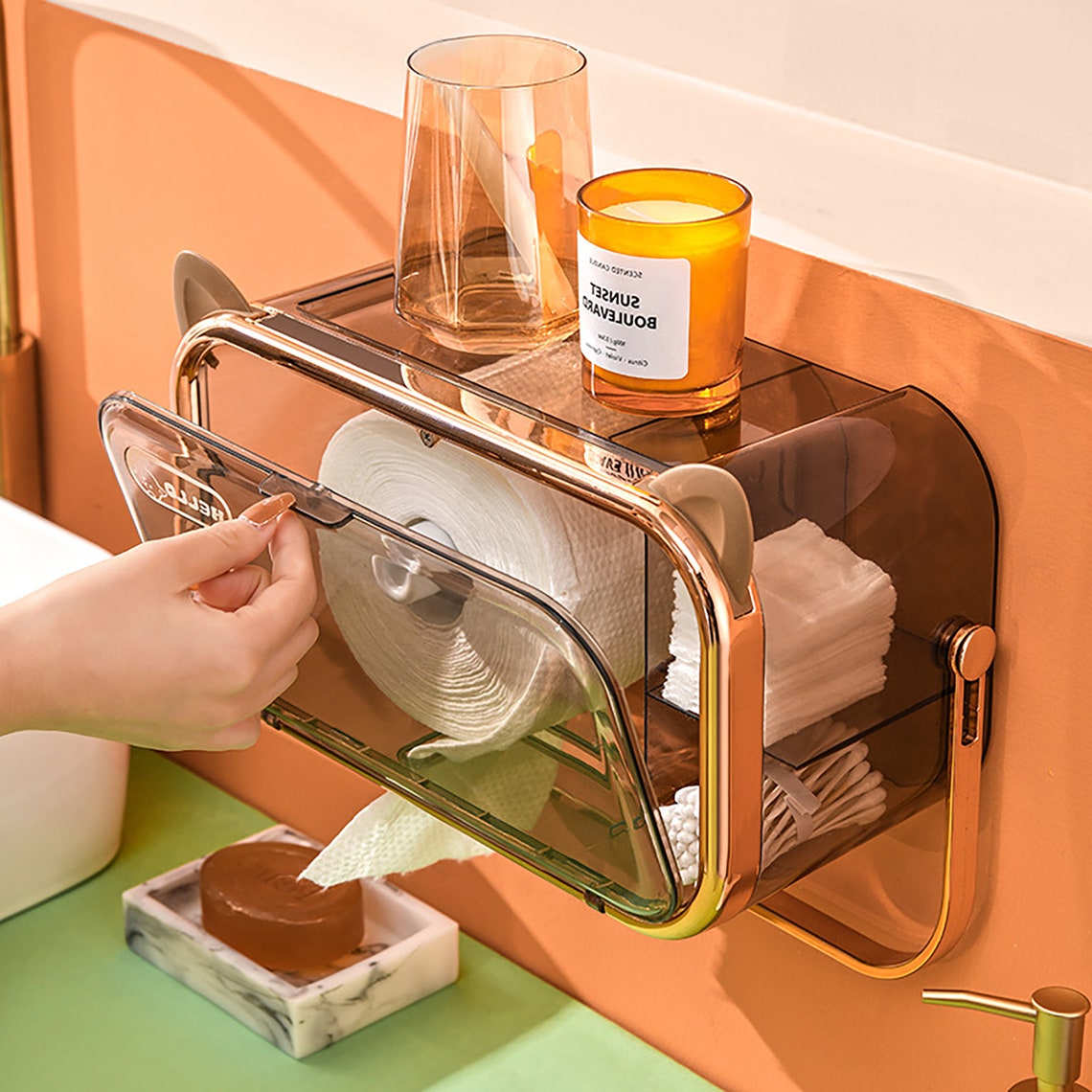 Face Towel Storage Box Wallmounted Tissue Box Storage Etsy