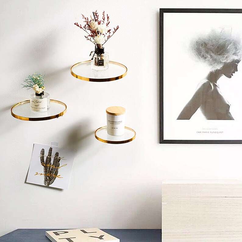 Floating Shelf Round Glass Wall Hanging Small Floating Shelf Etsy