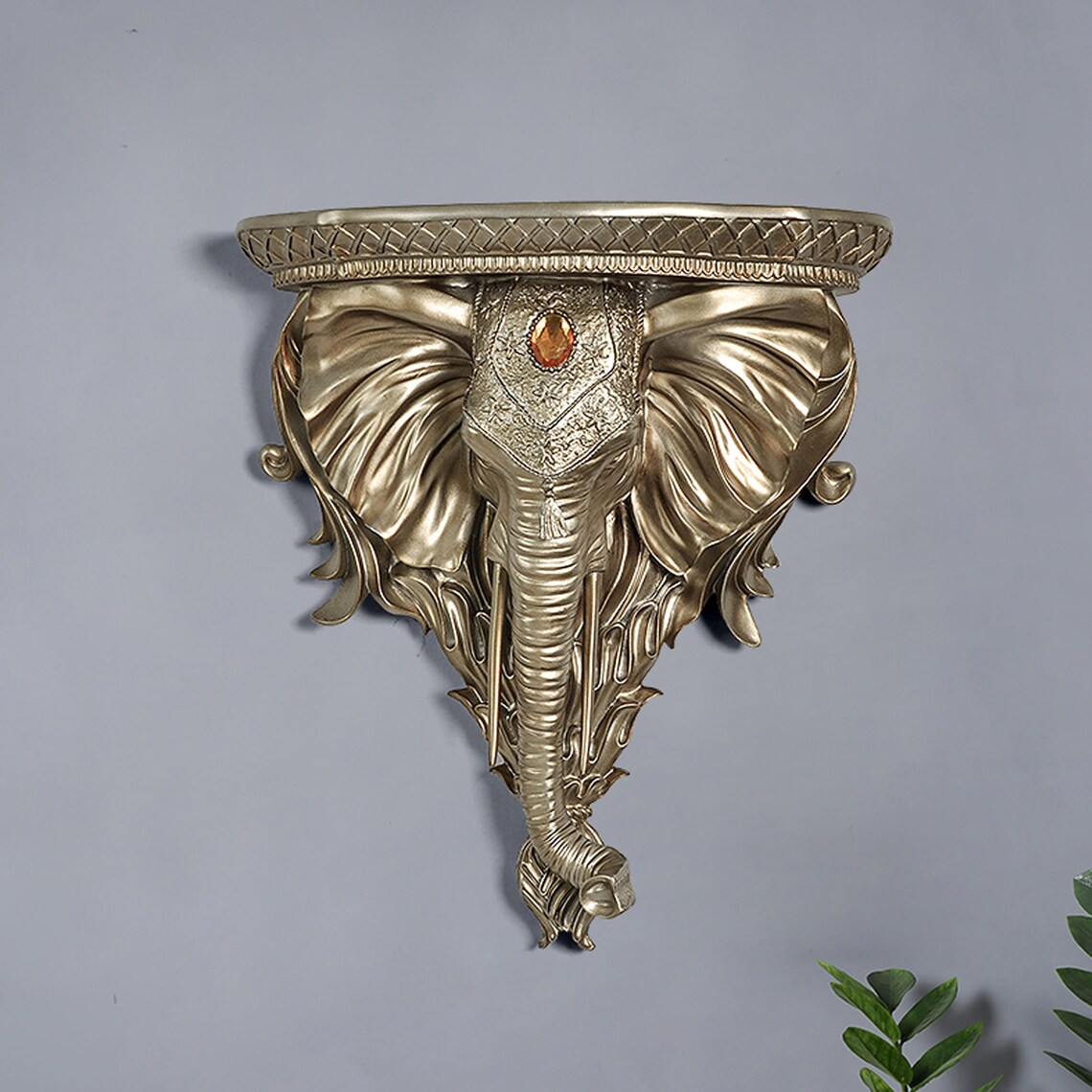 Rustic Wall Shelf Home Decor Elephant Wall Shelf Golden Etsy
