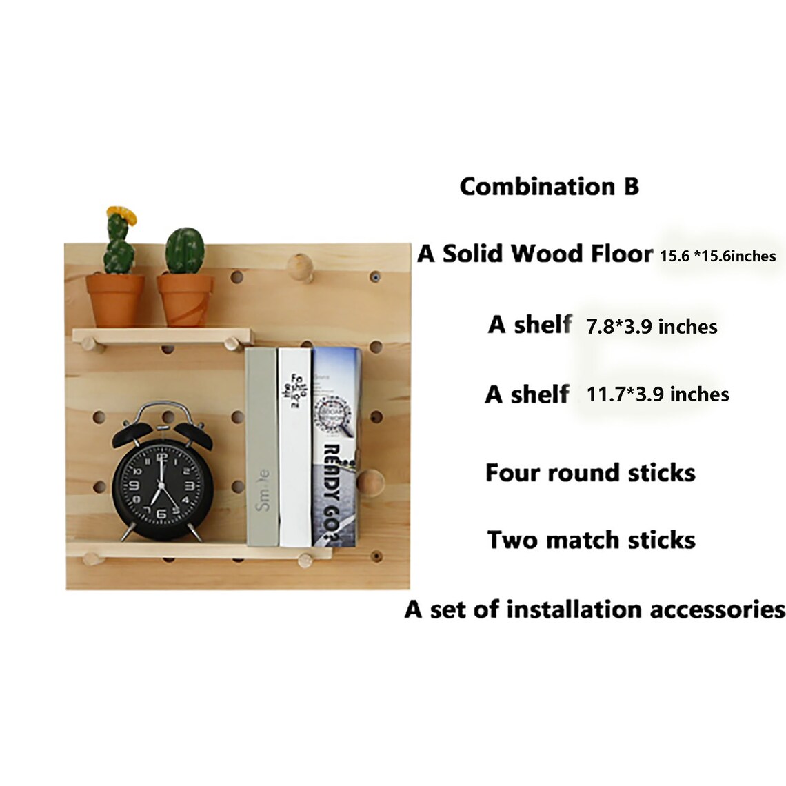 Handmade Wood Solid Pegboard Shelf Wood Wall Shelf Peg Board Etsy