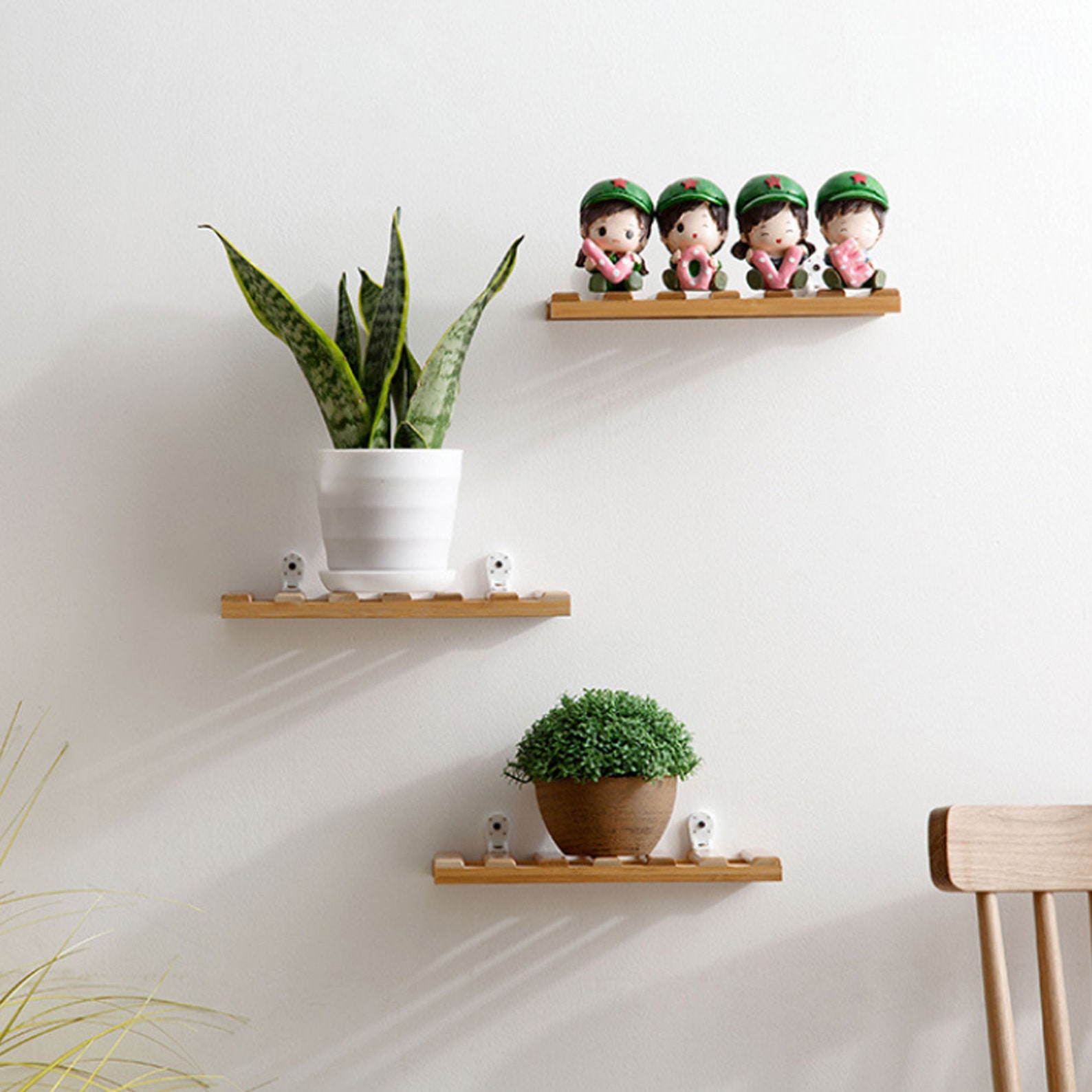 Small Floating Wood Shelves Rectangle Wood Plants Shelves Etsy