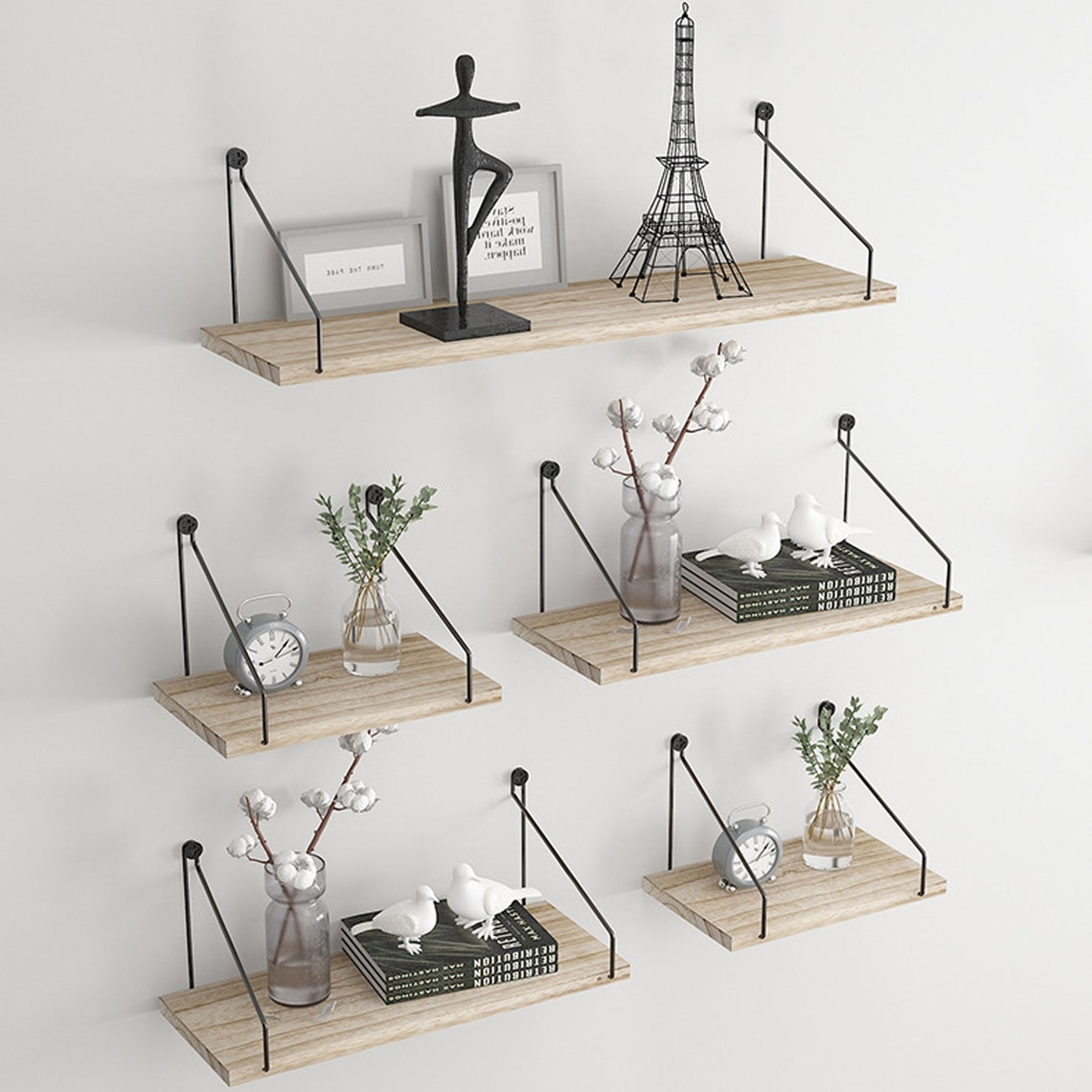 Small Wall Shelf Metal Wall Storage Shelf Handmade Wooden Etsy