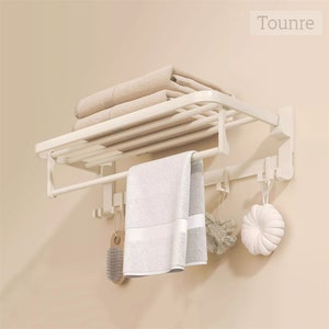 Bathroom Organizer Wall Shelf With Towel Hooks – KBNDecor