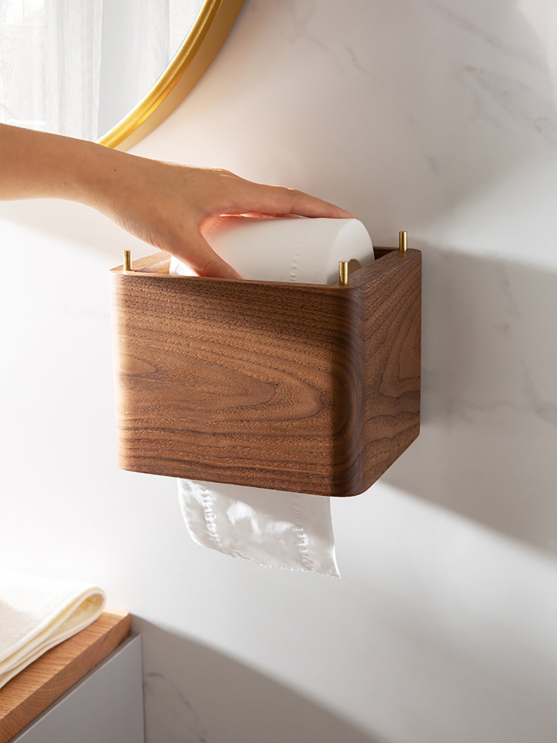 Solid Wood Toilet Tissue Box Toilet Roll Box Waterproof Etsy