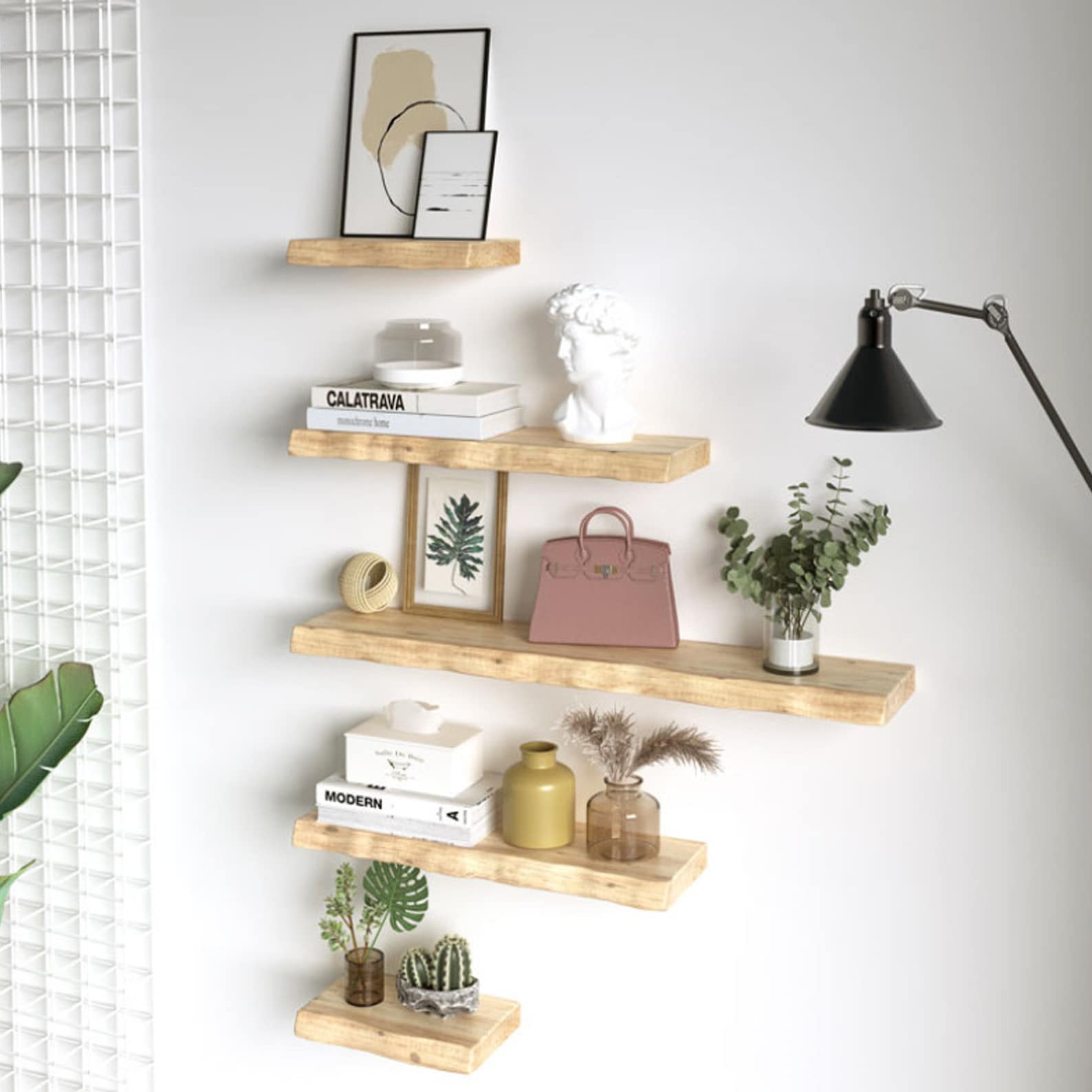 Estante flotante de pared estante de madera natural pequeño Etsy