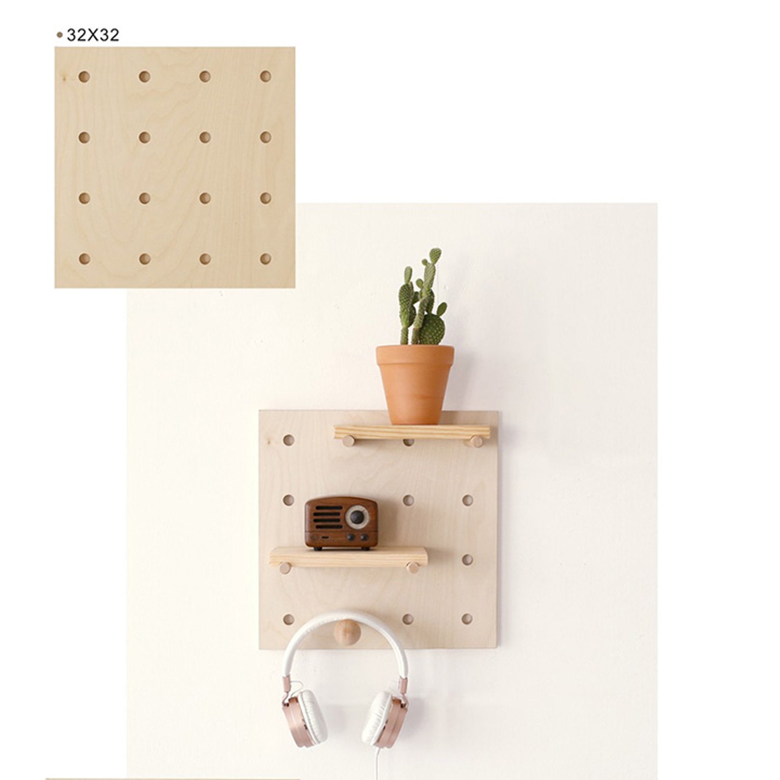Handmade Wood Solid Pegboard Shelf Wood Wall Shelf Peg Board Etsy