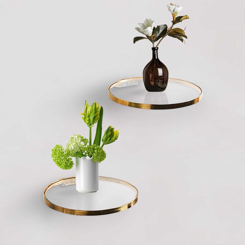 Floating Shelf Round Glass Wall Hanging Small Floating Shelf Etsy