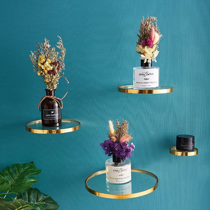 Floating Shelf Round Glass Wall Hanging Small Floating Shelf Etsy