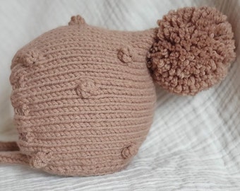 Babies Winter Bonnet / Baby Knitwear Hat / Knitted Baby Gift