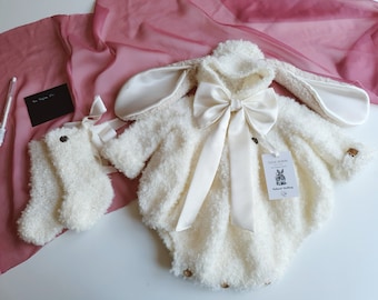 Hand Knit Alpaca Newborn Lamb Costume Set