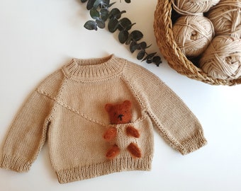 Sweater with Toy, Teddy Bear Sweater, Baby Sweater