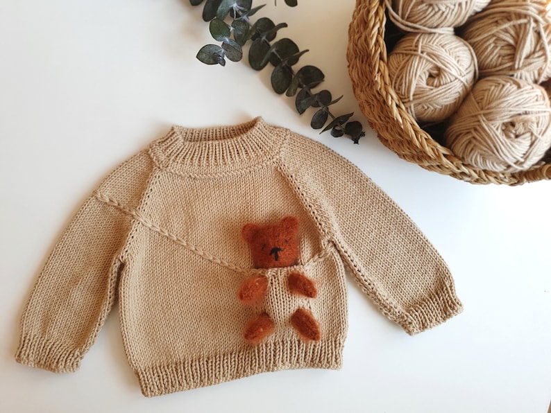 Sweater with Toy, Teddy Bear Sweater, Baby Sweater image 1