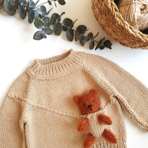 Sweater with Toy, Teddy Bear Sweater, Baby Sweater image 6