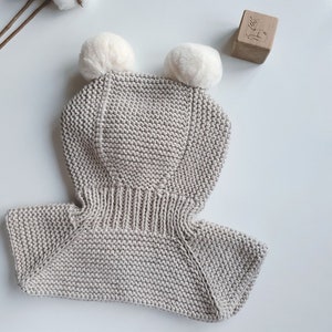 Double Pompom Baby Snow Beanie / Winter Snow Beanie with Neck Protection image 4