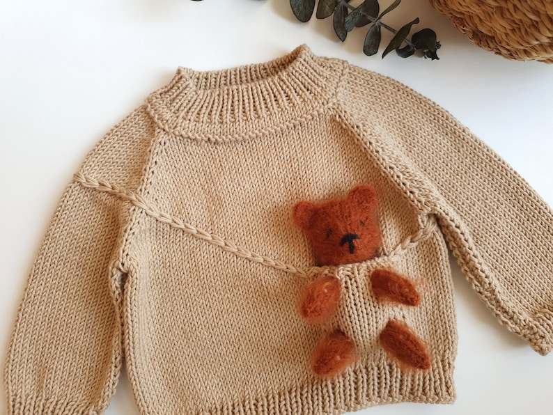 Sweater with Toy, Teddy Bear Sweater, Baby Sweater image 5