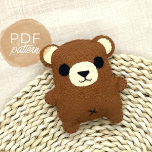 PDF Pattern Little Teddy Bear Handmade Felt Doll SVG Sewing Pattern Digital Download