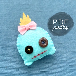 PDF Pattern Little Voodoo doll aka Scrump Handmade Felt Doll SVG Sewing Pattern Digital Download