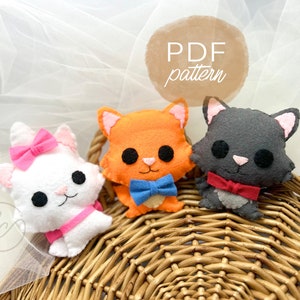 PDF Pattern 3 Little Kittens Handmade Felt Doll SVG Sewing Pattern Digital Download