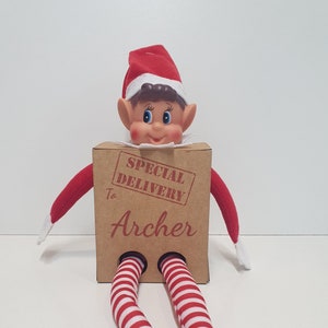 Personalised Kraft Elf Arrival Box Crate With Or Without Boy Or Girl Elf! Special Delivery From Santa!