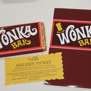 Willy Wonka Wrapper Golden Ticket With Or Without Chocolate Optional Personalisation Of The Ticket Wedding Birthday Party Theatre Easter image 3