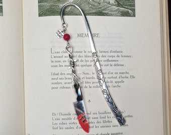 Cute bookmark, custom bookmark, metal bookmark, bookmark, bookmark, knife, thriller, detective, red coral, jewelry, handmade, gift.