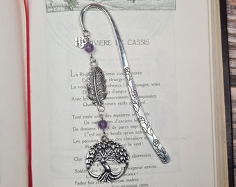 Cute bookmark, custom bookmark, metal bookmark, bookmark, marque-pages, arbre de vie, yggdrasil, améthyste, bijou, fait main, handmade, gift