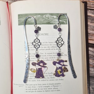 Cute bookmark, custom bookmark, metal bookmark, bookmark, bookmarks, magic, cat, amethyst, jewel, handmade, gift, cadeau.