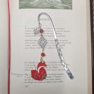 cute bookmark, custom bookmark, metal bookmark, bookmark, bookmarks, fox, fox, red agate, jewel, handmade, handmade, gift, gift.