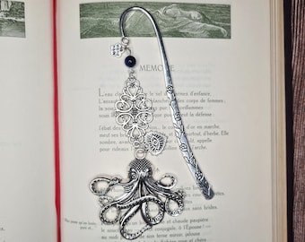 Cute bookmark, custom bookmark, metal bookmark, bookmark, bookmarks, octopus, kraken, tiger&#39;s eye, jewelry, handmade, gift.