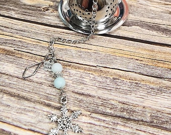 Personalized tea infuser, tea infusor, tea ball, custom tea strainer, snowflake, snow, snow flakes, handmade, gift, handmade gift