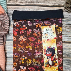 Booksleeve, book pouch, flamboyant autumn, autumn, autumn leaves, fall, couture, handmade, gift, handmade gift