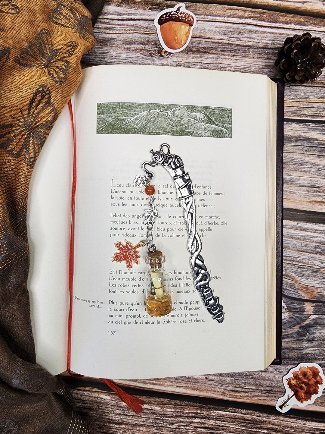 Glass Autumn Vial Bookmark; the Small Message Inside is Customizable ...
